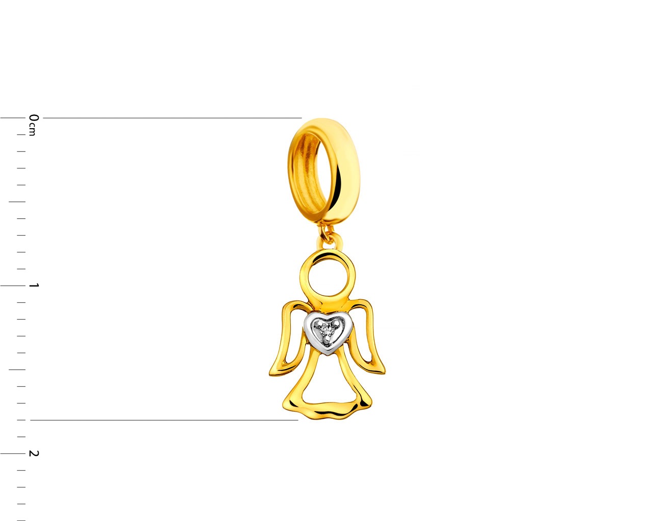Zawieszka beads z żółtego złota z diamentem - aniołek 0,004 ct - próba 375
