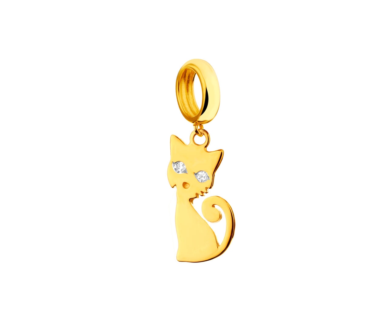 Zawieszka beads z żółtego złota z diamentami - kot