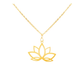 Yellow Gold Necklace - Lotus Flower
