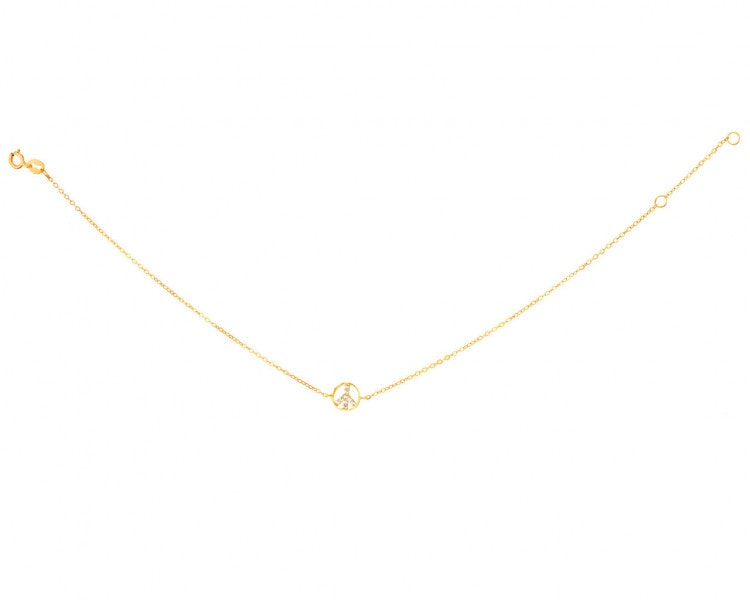 Yellow Gold Bracelet with Cubic Zirconia - Peace Sign