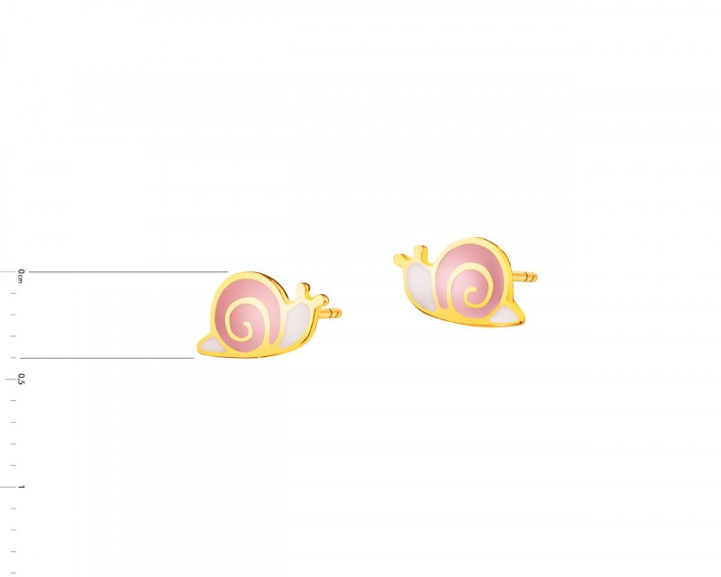 Yellow Gold & Enamel Earrings - Snails