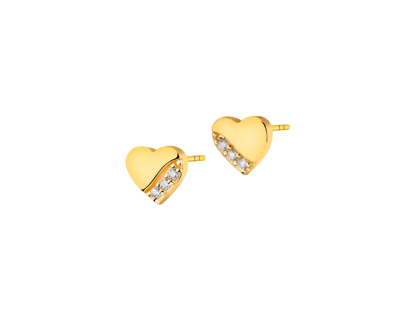 Złote kolczyki z cyrkoniami - serca