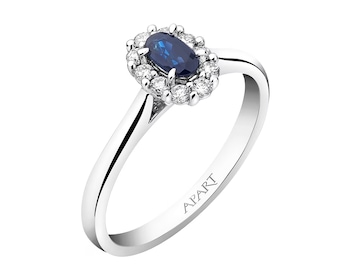 White Gold Diamond & Sapphire Ring - fineness 14 K