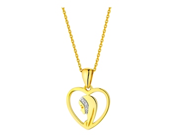 Yellow Gold Diamond  Pendant - Heart 0,006 ct - fineness 14 K