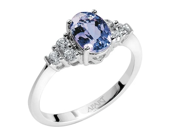 White gold ring with brilliants and tanzanite 0,28 ct - fineness 14 K