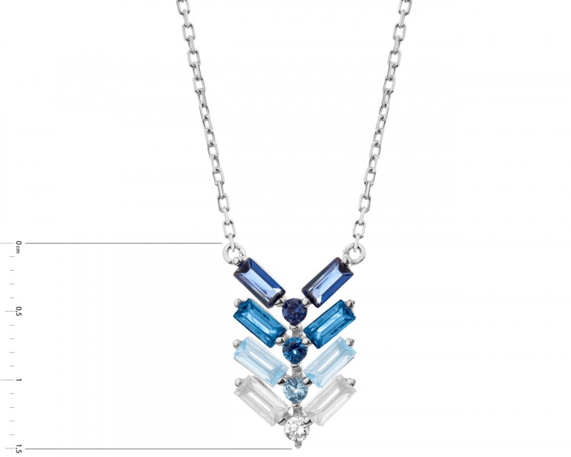 Sterling Silver Necklace with Multi-Color Cubic Zirconia