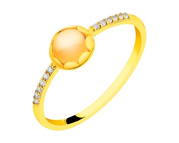 Zlatý prsten se syntetickým citrínem a zirkony
