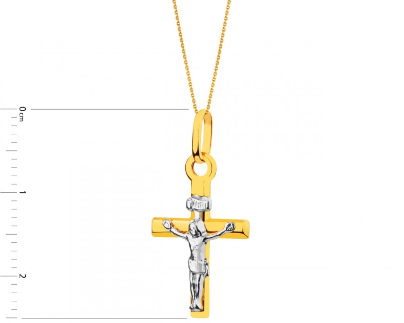 Přívěsek ze žlutého a bílého zlata - kříž