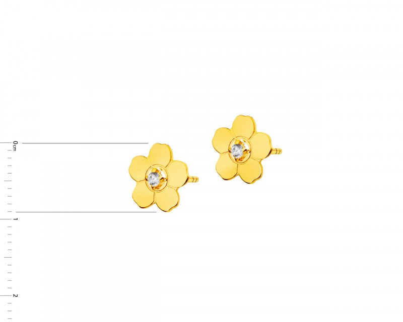 Złote kolczyki z cyrkoniami - Kwiatki