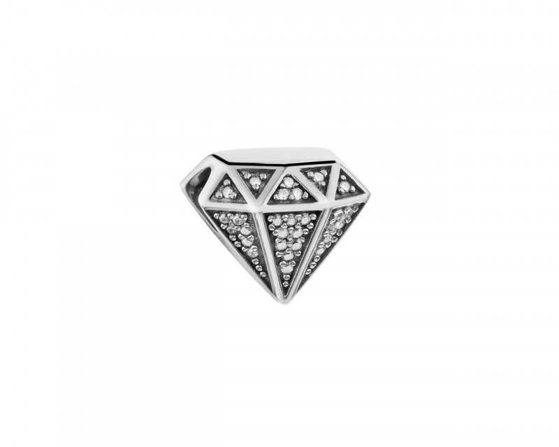 Rhodium-Plated And Oxidized Silver Pendant with Cubic Zirconia