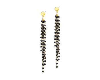 Gold-Plated Brass, Gold-Plated Silver Earrings with Glass