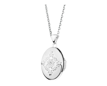 Sterling Silver Locket with Cubic Zirconia