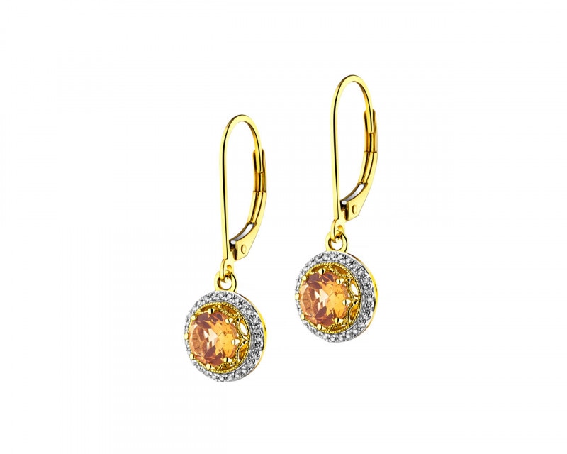 14ct Yellow Gold Earrings with Diamonds - fineness 14 K