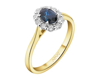 14ct Yellow Gold, White Gold Ring with Diamonds - fineness 14 K