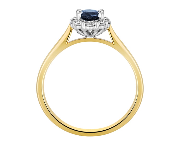 14ct Yellow Gold, White Gold Ring with Diamonds - fineness 585
