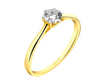 14ct Yellow Gold Ring with Diamond 0,44 ct - fineness 14 K