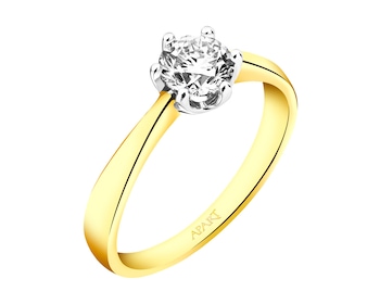 Prsten ze žlutého zlata s briliantem 0,70 ct - ryzost 585