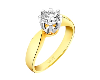Yellow & White Gold Diamond Ring 0,70 ct - fineness 585