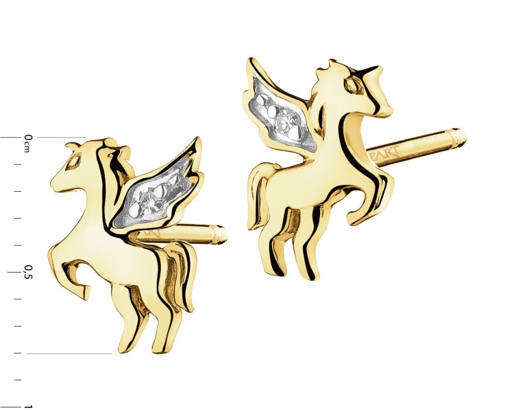 9ct Yellow Gold Earrings with Diamonds - 0,006 ct - fineness 9 K