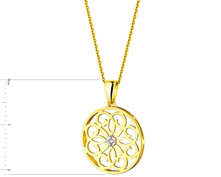 9ct Yellow Gold Pendant with Diamond 0,01 ct - fineness 9 K