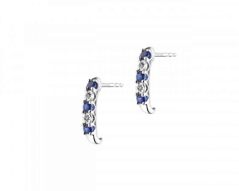 9ct White Gold Earrings with Diamonds - fineness 9 K