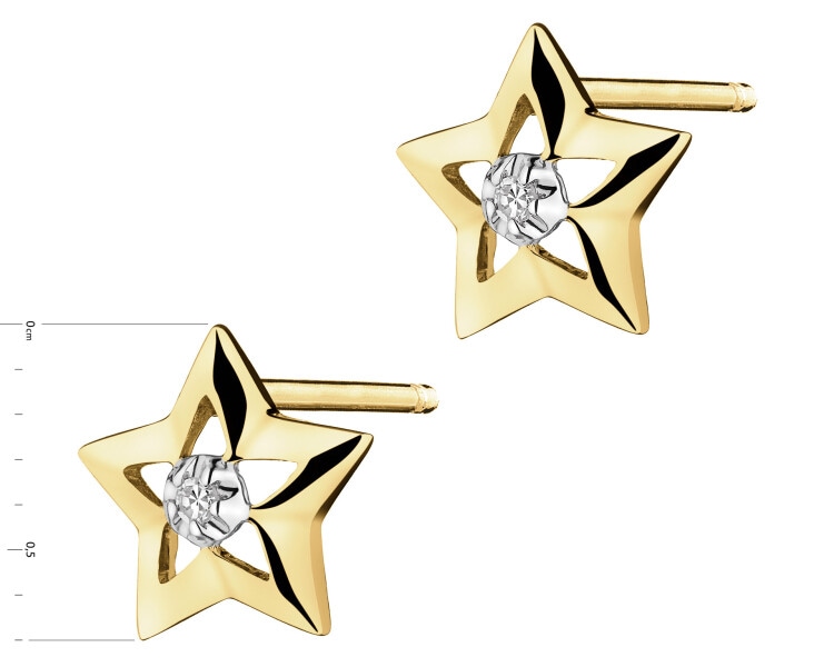 9ct Yellow Gold Earrings with Diamonds - 0,01 ct - fineness 9 K