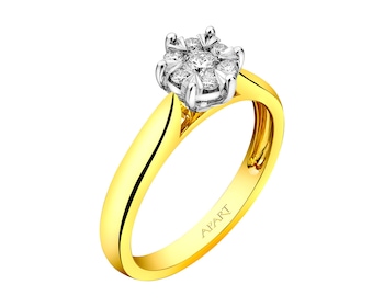 Yellow & White Gold Diamond Ring 0,25 ct - fineness 14 K