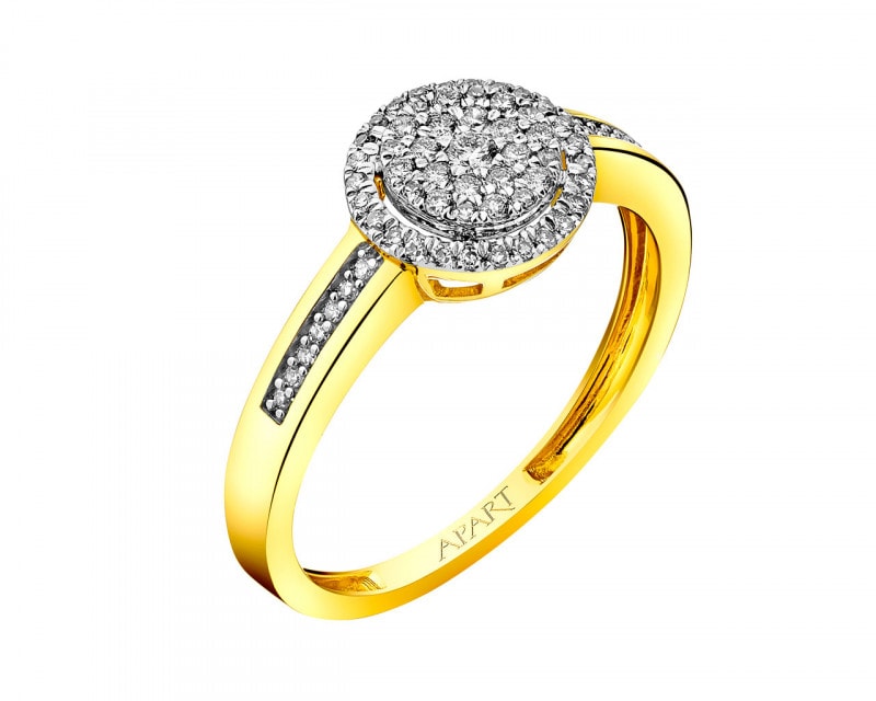 Prsten ze žlutého zlata s diamanty 0,25 ct - ryzost 585