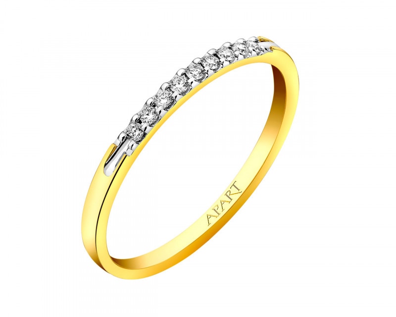 Prsten ze žlutého zlata s brilianty 0,09 ct - ryzost 585