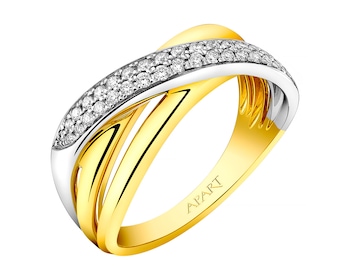 Prsten ze žlutého a bílého zlata s briliantem 0,20 ct - ryzost 585