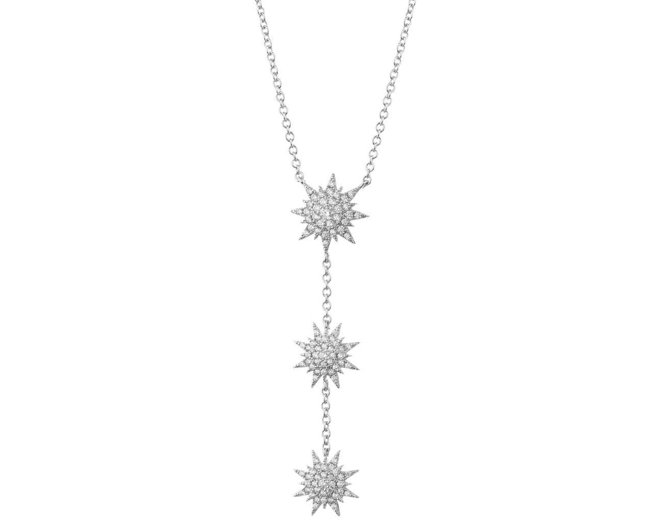 Naszyjnik srebrny z cyrkoniami - gwiazdy