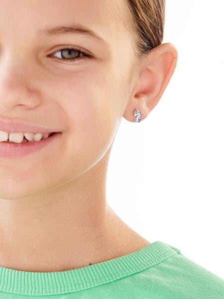 Sterling Silver Enamelled Earrings - Unicorn