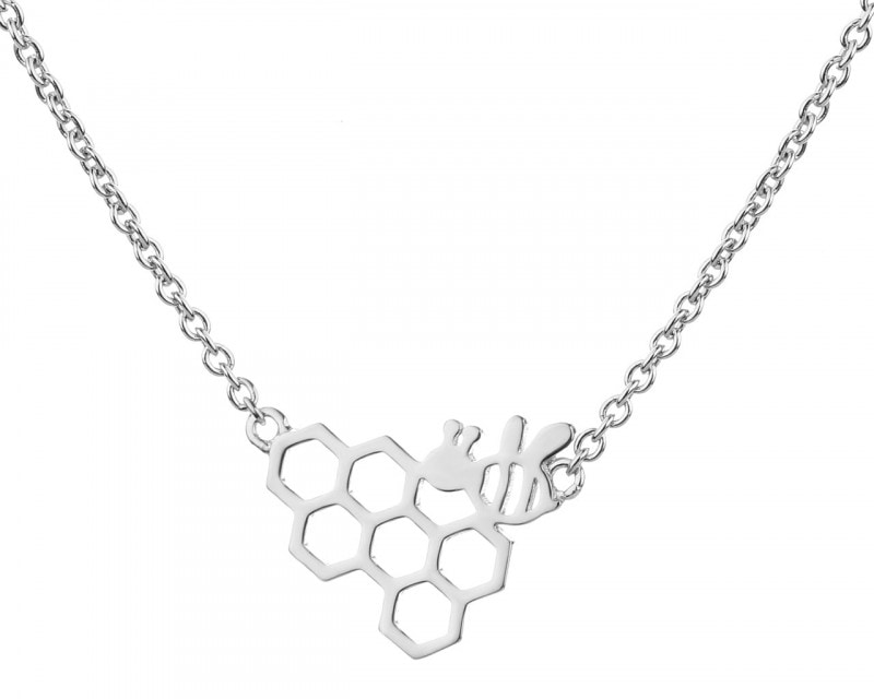 Sterling Silver Necklace - Bees, Honeycomb