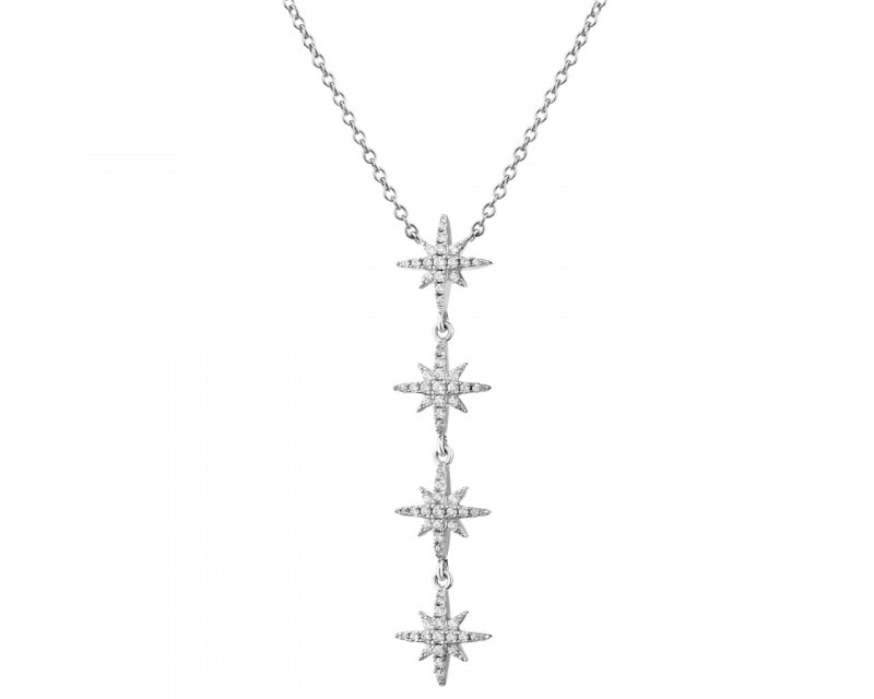 Sterling Silver Necklace with Cubic Zirconia - Stars