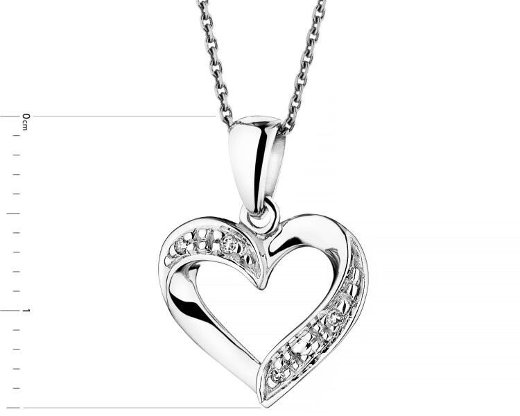 Přívěsek z bílého zlata s diamanty - srdce - 0,01 ct - ryzost 585
