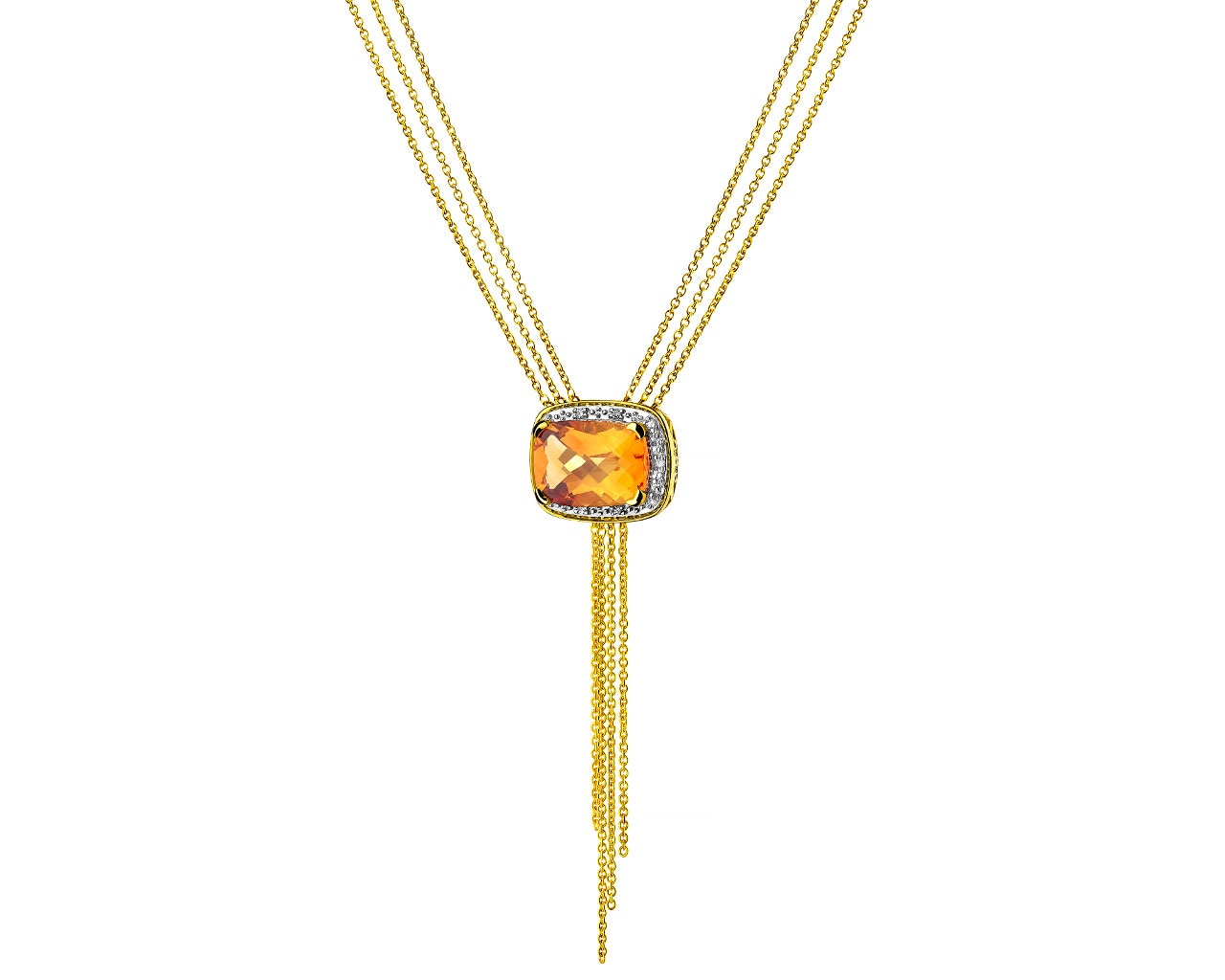 Yellow Gold Necklace with Diamond & Citrine 0,04 ct - fineness 14 K