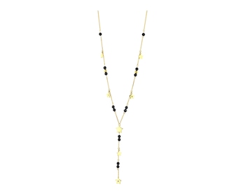 Yellow Gold Necklace with Diamonds & Agate 0,01 ct - fineness 9 K