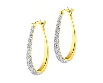 Yellow Gold Diamond Earrings - Hoops 0,33 ct - fineness 14 K