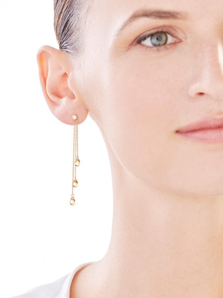 White & Yellow Gold Diamond, Citrine Earrings - fineness 375
