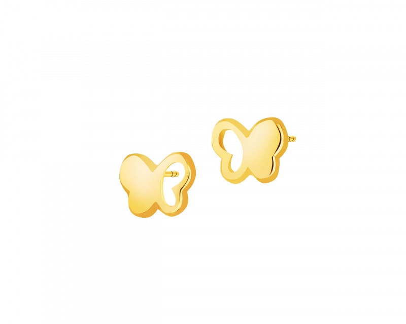 Yellow Gold Earrings - Butterfly