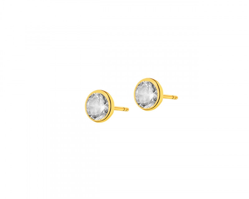 Yellow Gold Earrings with Cubic Zirconia