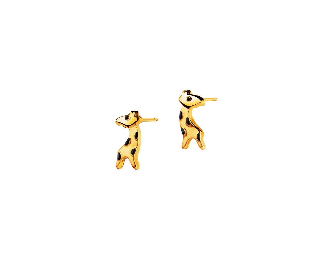 Złote kolczyki z emalią - żyrafy