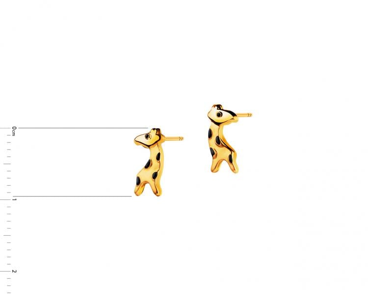 Złote kolczyki z emalią - żyrafy