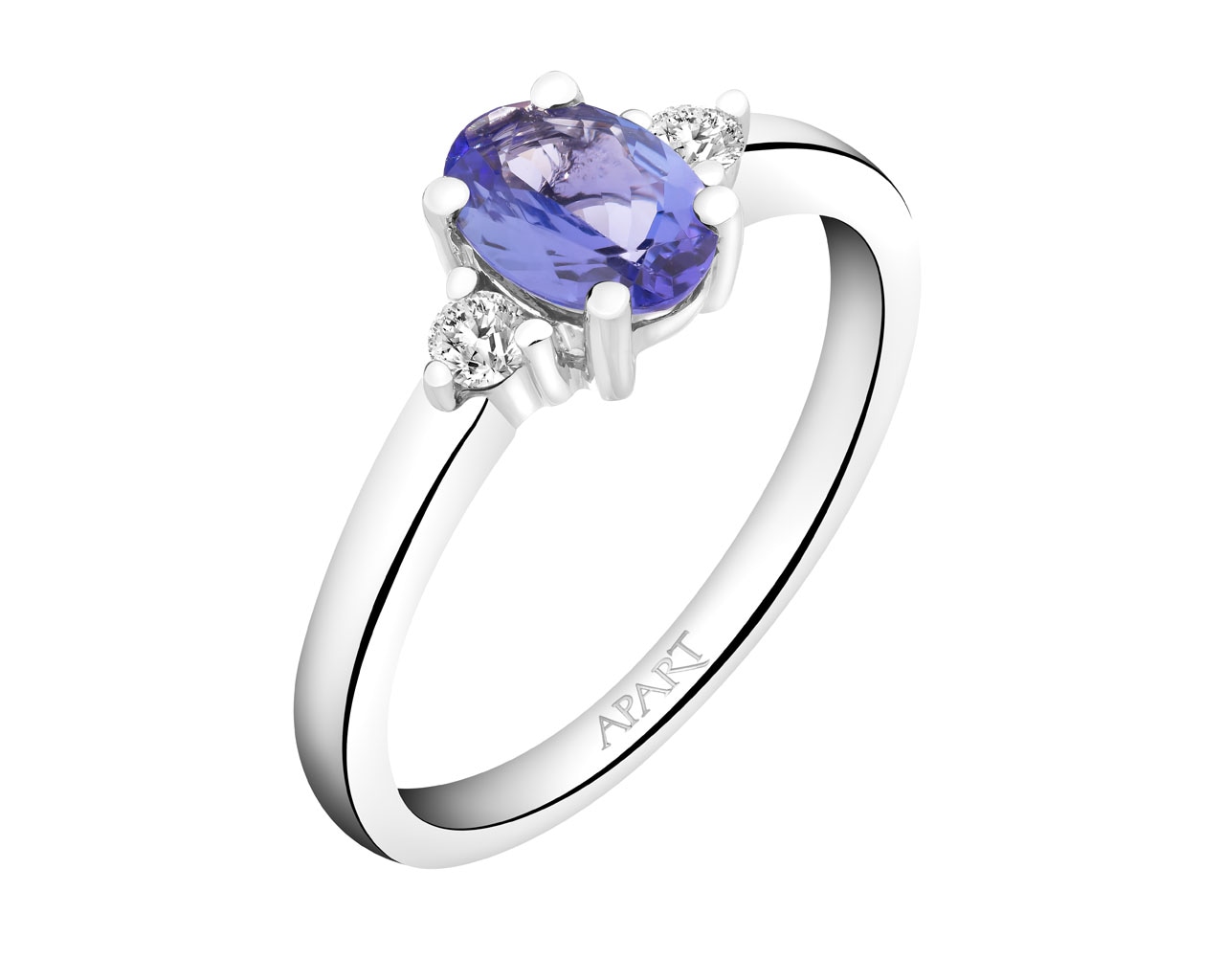 White gold ring with brilliants and tanzanite 0,10 ct - fineness 14 K