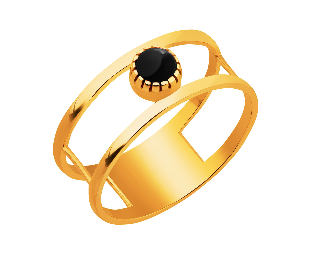 Złoty pierścionek z onyksem
