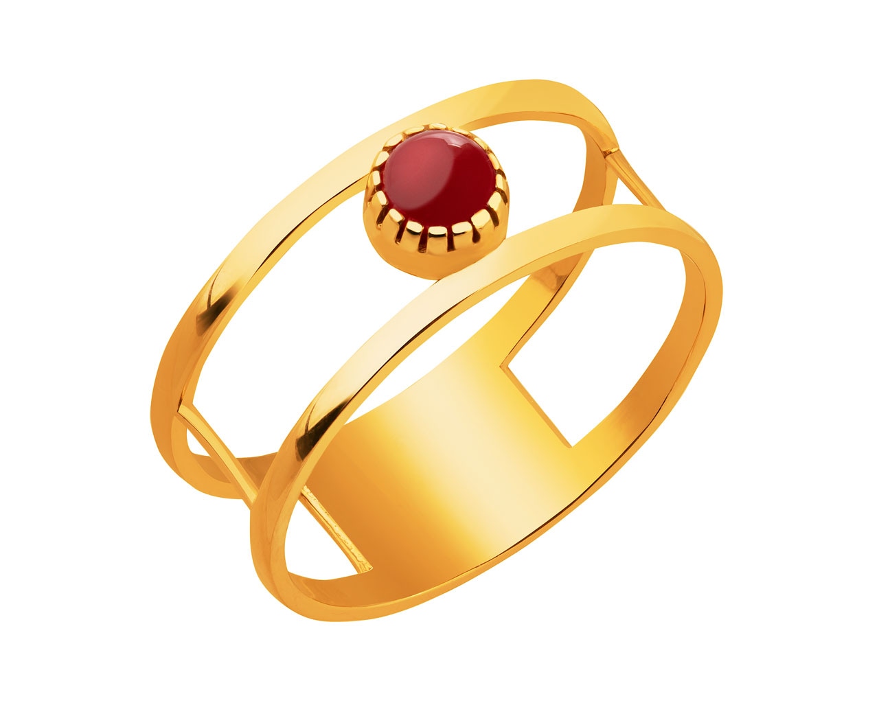 Złoty pierścionek z agatem