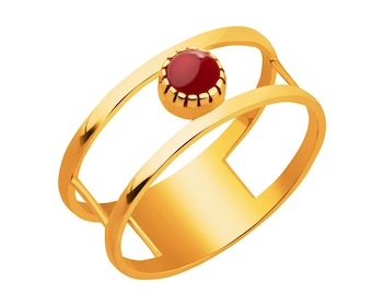Złoty pierścionek z agatem