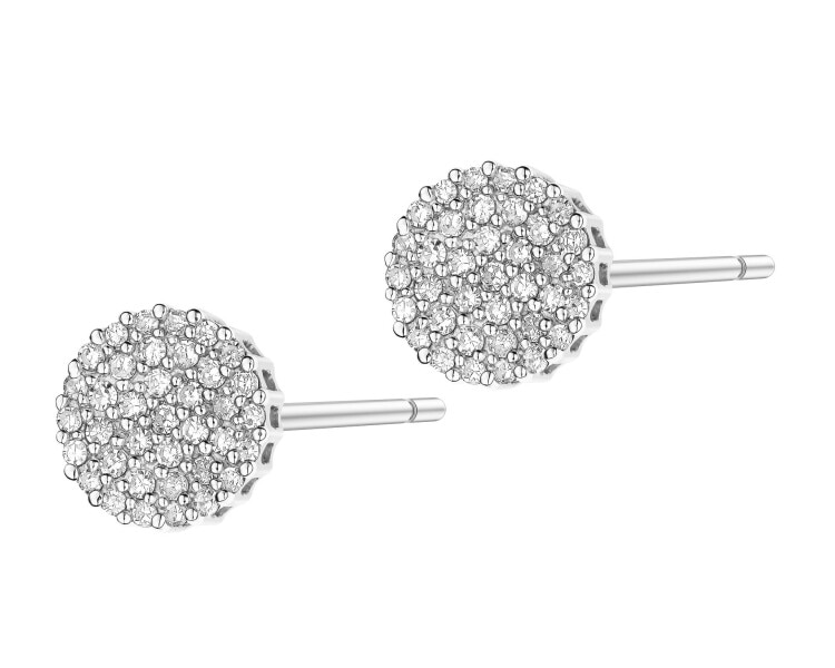 Kolczyki z białego złota z diamentami - 0,20 ct - próba 585