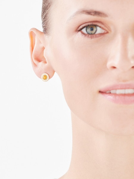 Yellow Gold Earrings with Synthetic Citrine