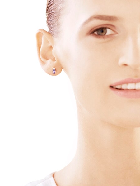 White gold earrings with brilliants and tanzanites - fineness 14 K